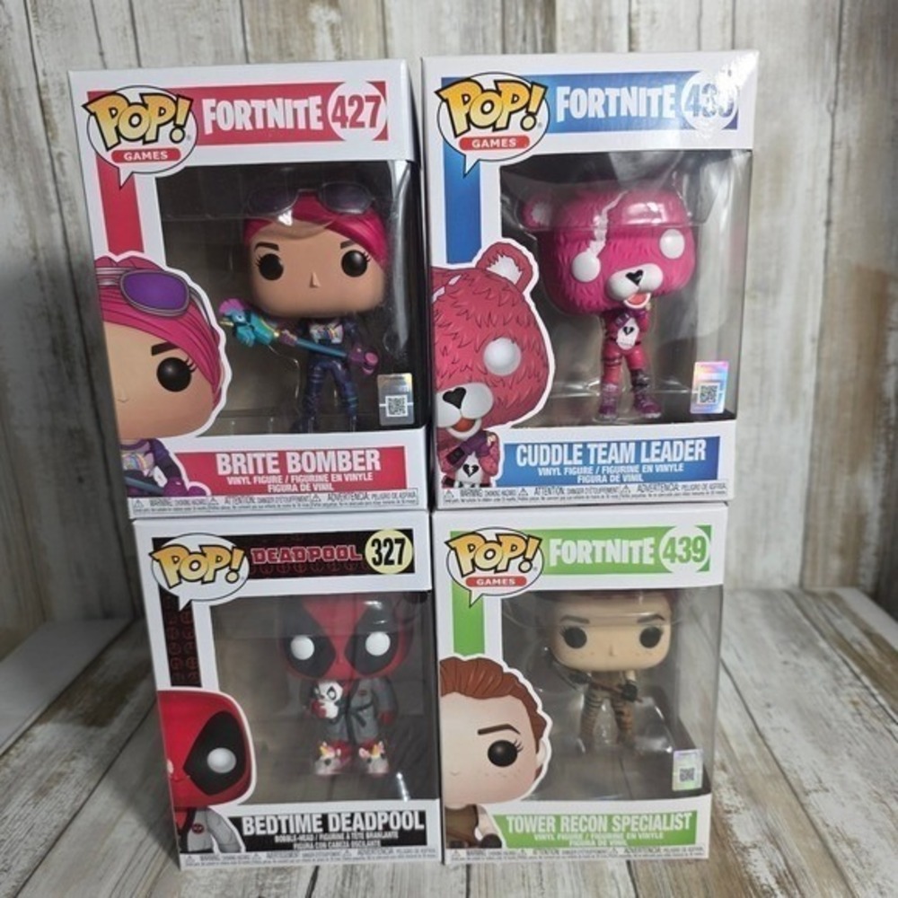 Funko Pop Fortnite & Deadpool‎ Lot of 4 Brite Bomber Cuddle Team Bedtime 427 430